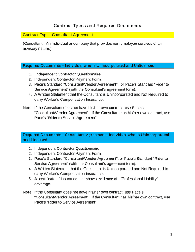 Contract Types And Required Documents screenshot