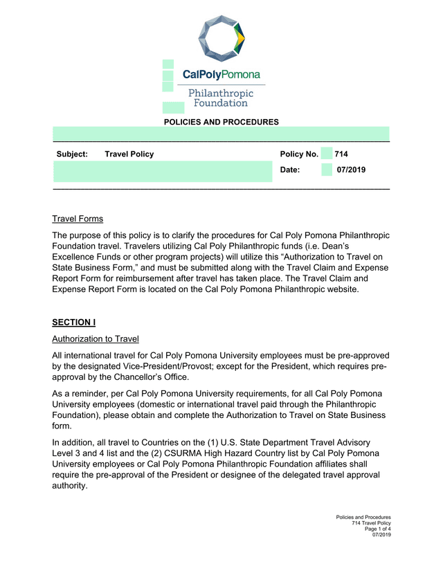714 Travel Policy screenshot