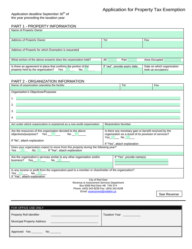Application For Property Tax Exemption screenshot