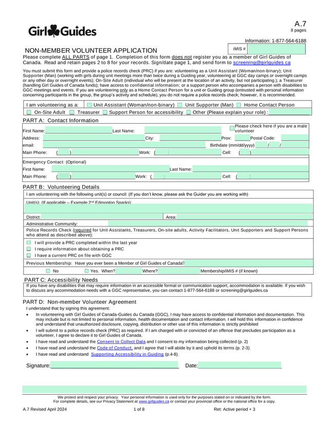 Non Member Volunteer Application screenshot