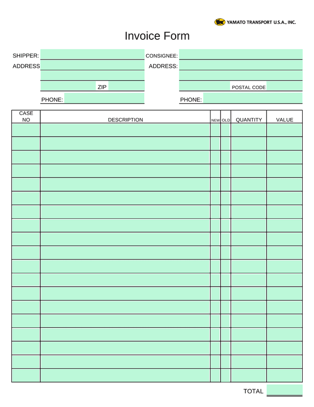 Invoice Form screenshot
