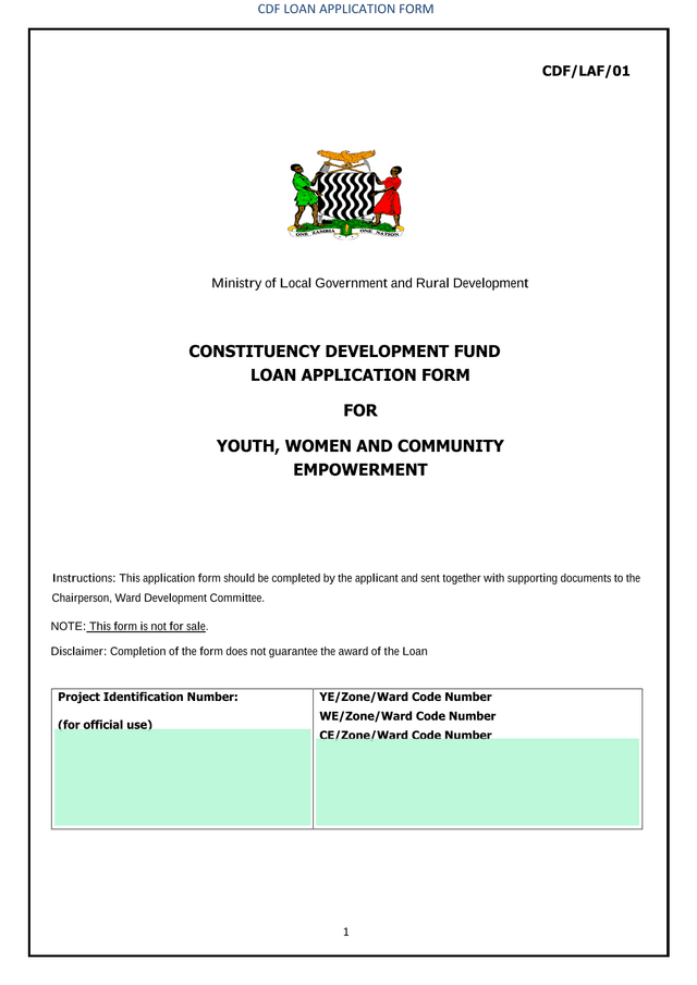 CDF Loan Application Form screenshot