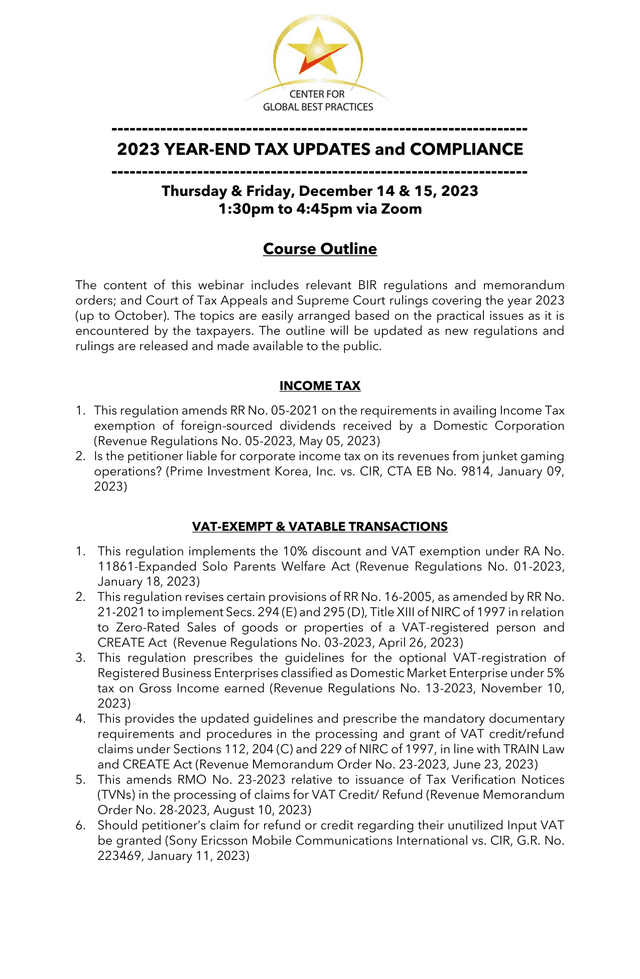 2023 Year End Tax Updates And Compliance screenshot