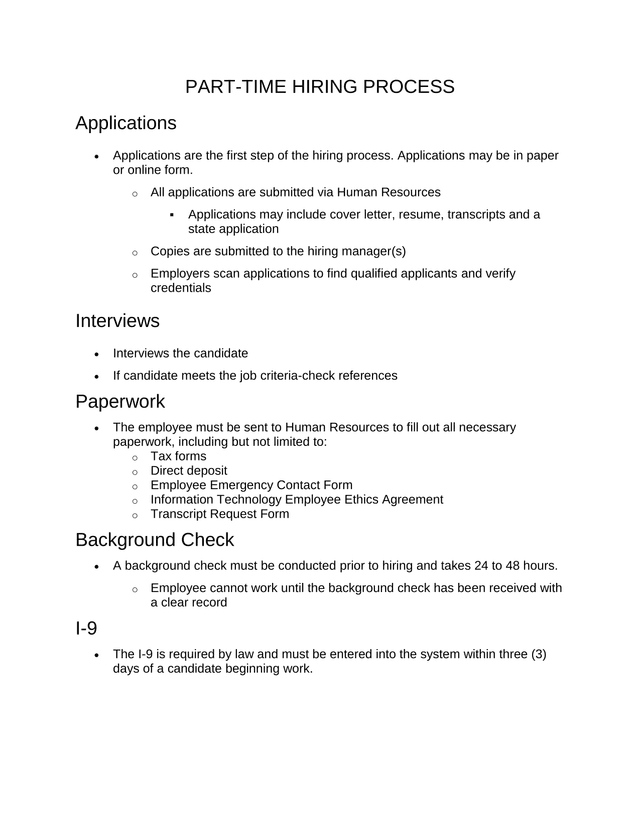 PART TIME HIRING PROCESS screenshot