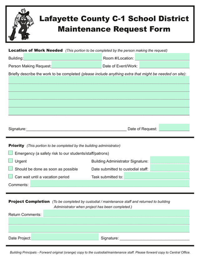 Maintenance Request Form screenshot