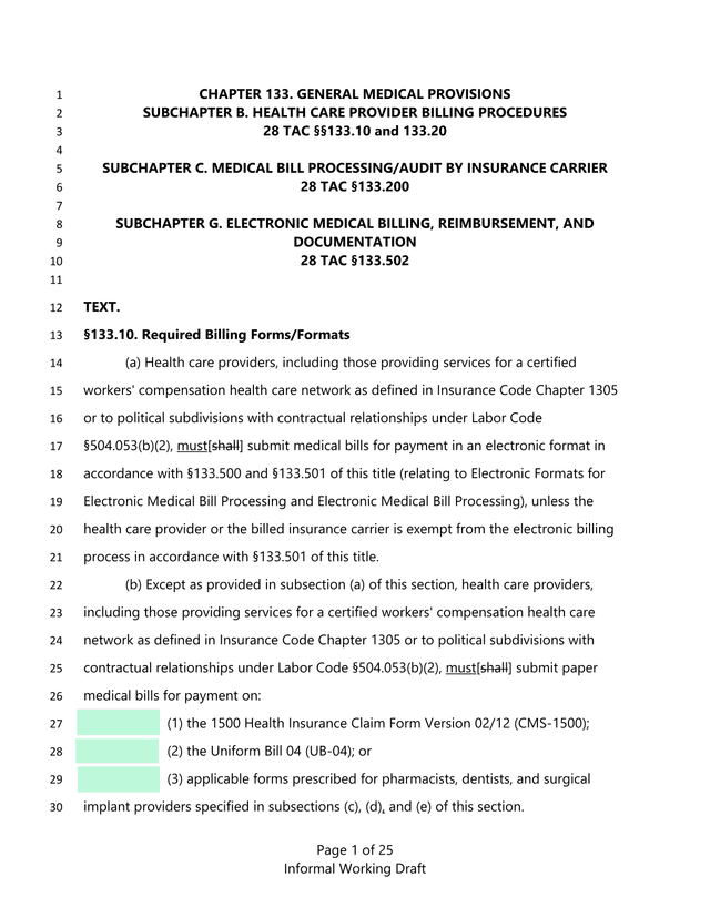 Chapter 133 General Medical Provisions   Health Care Provider Billing Procedures screenshot