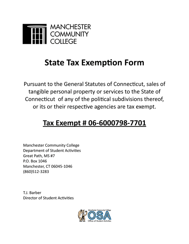 State Tax Exemption Form screenshot