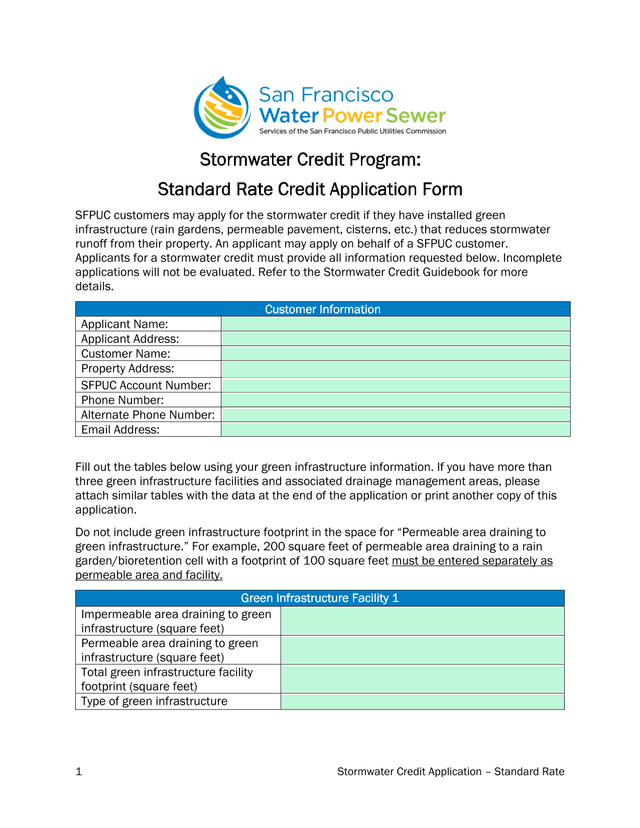 Stormwater Credit Application  Standard Rate screenshot
