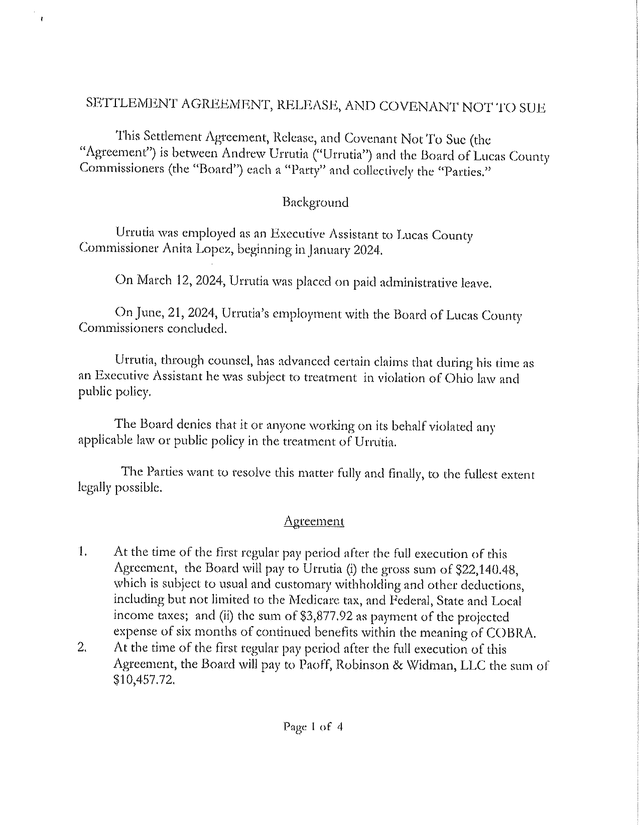 Authorizing The Settlement Of Claims Against The Lucas County Commissioners screenshot