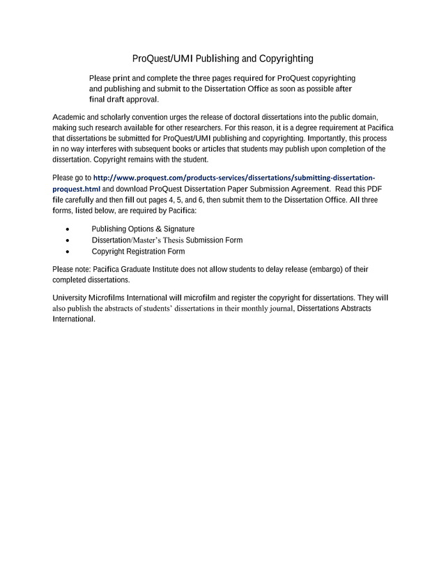 ProQuestUMI Publishing And Copyrighting Instructions screenshot