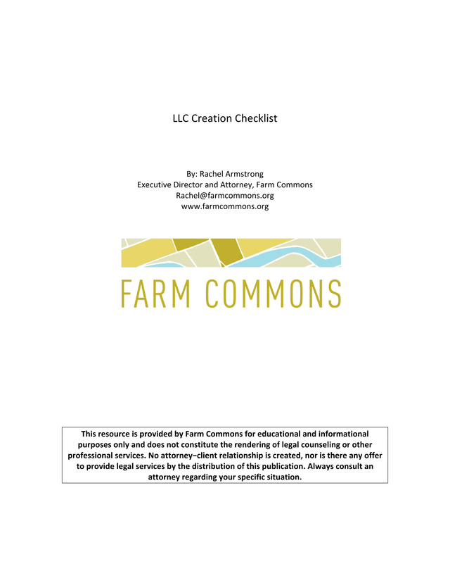 LLC Creation Checklist screenshot