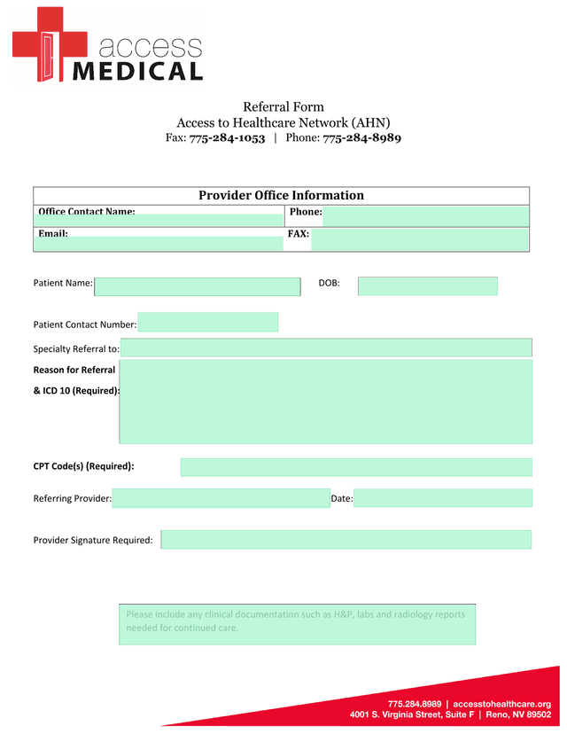 Referral Form screenshot