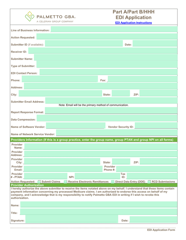 EDI Application Form screenshot