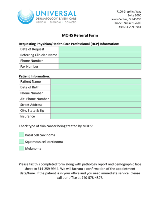 MOHS Referral Form screenshot