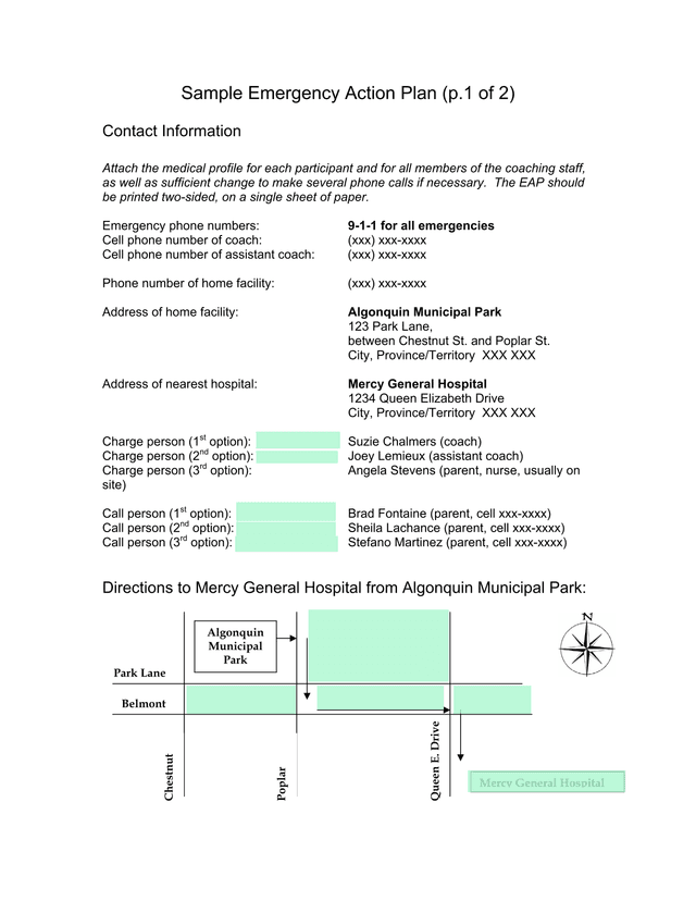Sample Emergency Action Plan screenshot