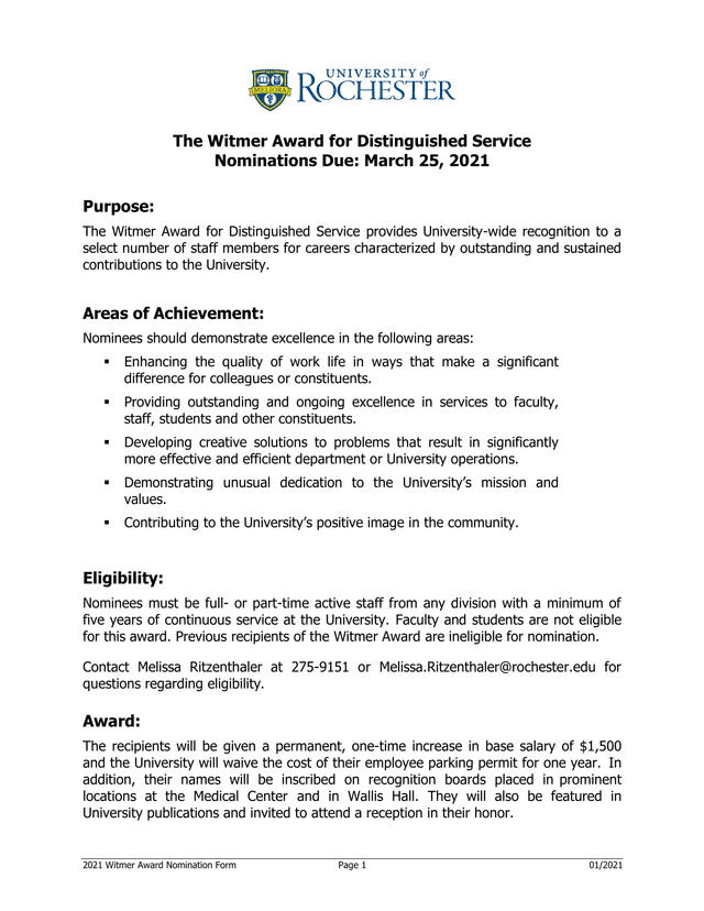 2021 Witmer Award Nomination Form screenshot