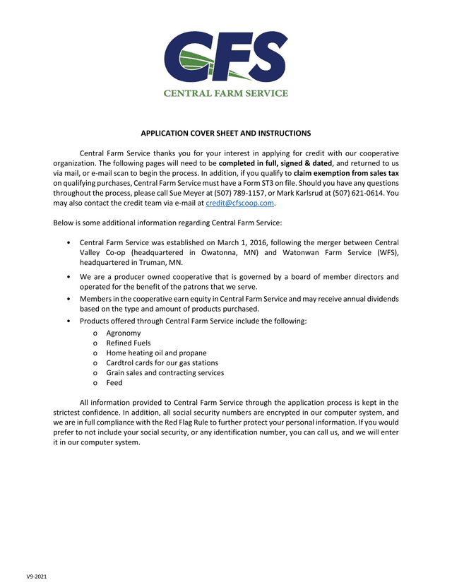 APPLICATION COVER SHEET AND INSTRUCTIONS screenshot