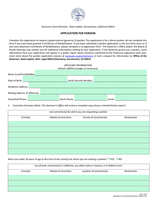 Application For Gubernatorial Pardon screenshot