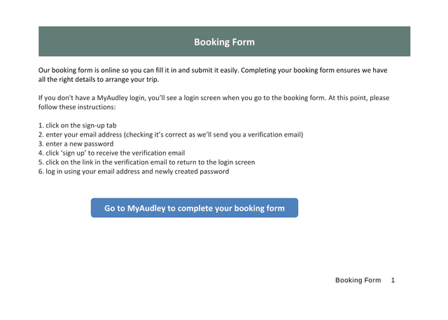 Booking Form screenshot