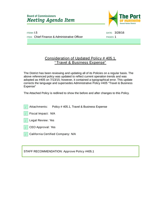 Policy 405.1   Travel  Business Expense screenshot