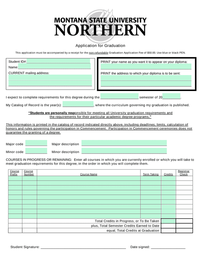 Application For Graduation screenshot