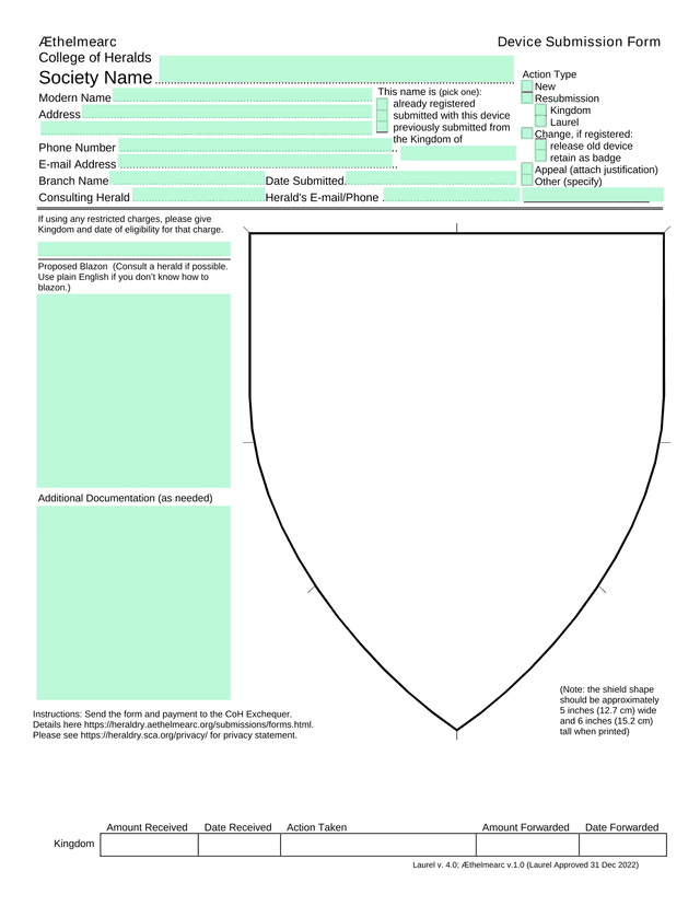 Thelmearc Device Submission Form screenshot