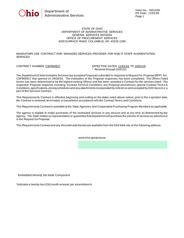 Managed Services Provider For Non IT Staff Augmentation Services Contract screenshot