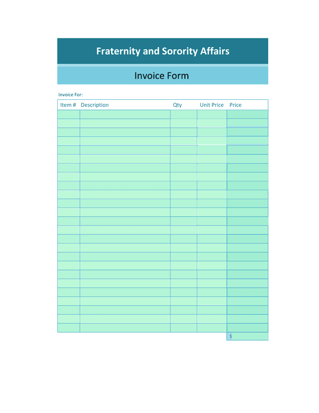 Fraternity And Sorority Affairs Invoice Form screenshot