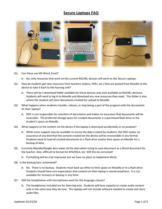 Secure Laptops FAQ screenshot