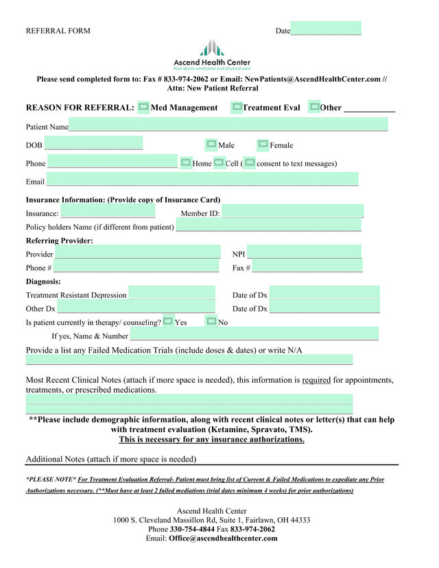 Referral Form screenshot
