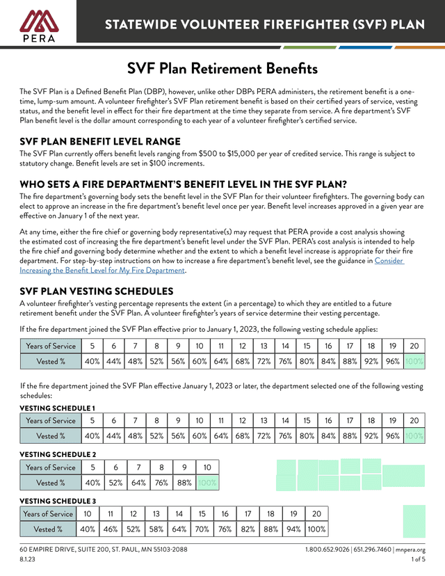 Statewide Volunteer Firefighter (SVF) Plan screenshot
