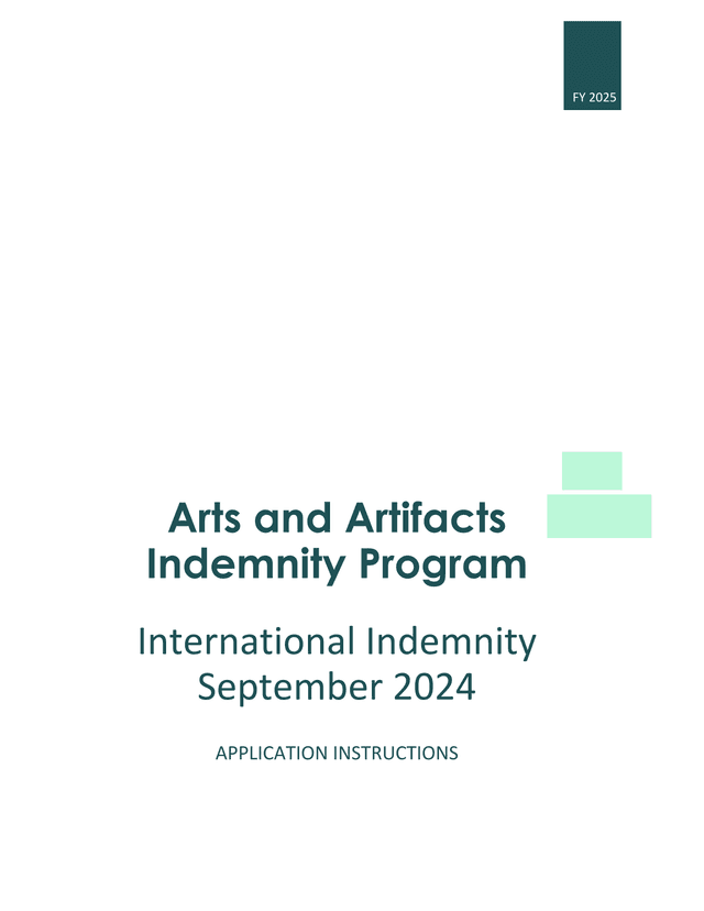 FY 2025 Arts And Artifacts Indemnity Program International Indemnity Application Instructions screenshot