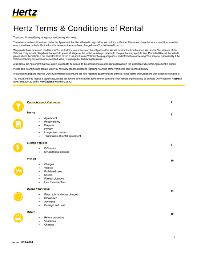 Hertz Terms  Conditions Of Rental screenshot