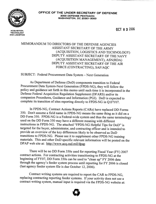 FPDS NG Helpful Tips For DoD screenshot