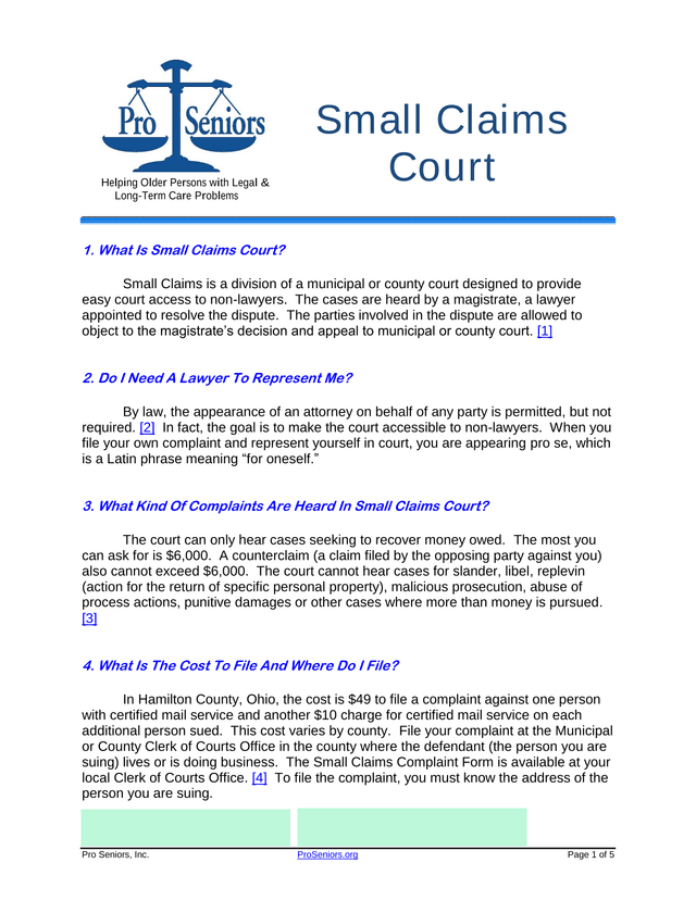 Small Claims Court screenshot