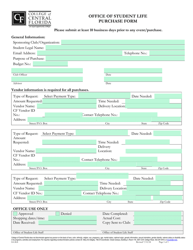 PURCHASE FORM screenshot