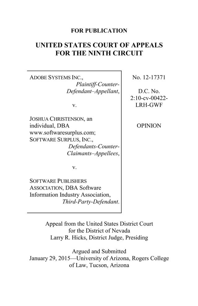 Adobe Systems Inc. V. Christenson screenshot