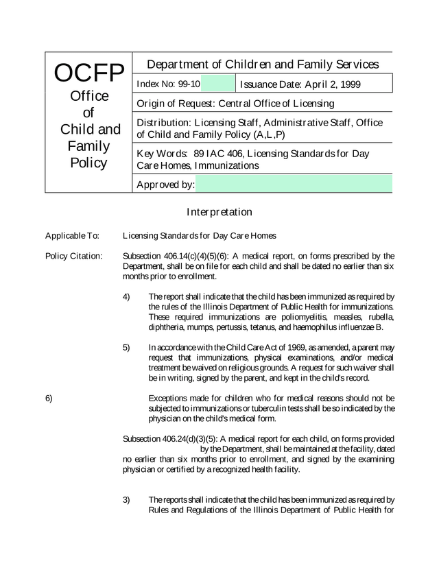 Licensing Standards For Day Care Homes   Medical Report Requirements screenshot