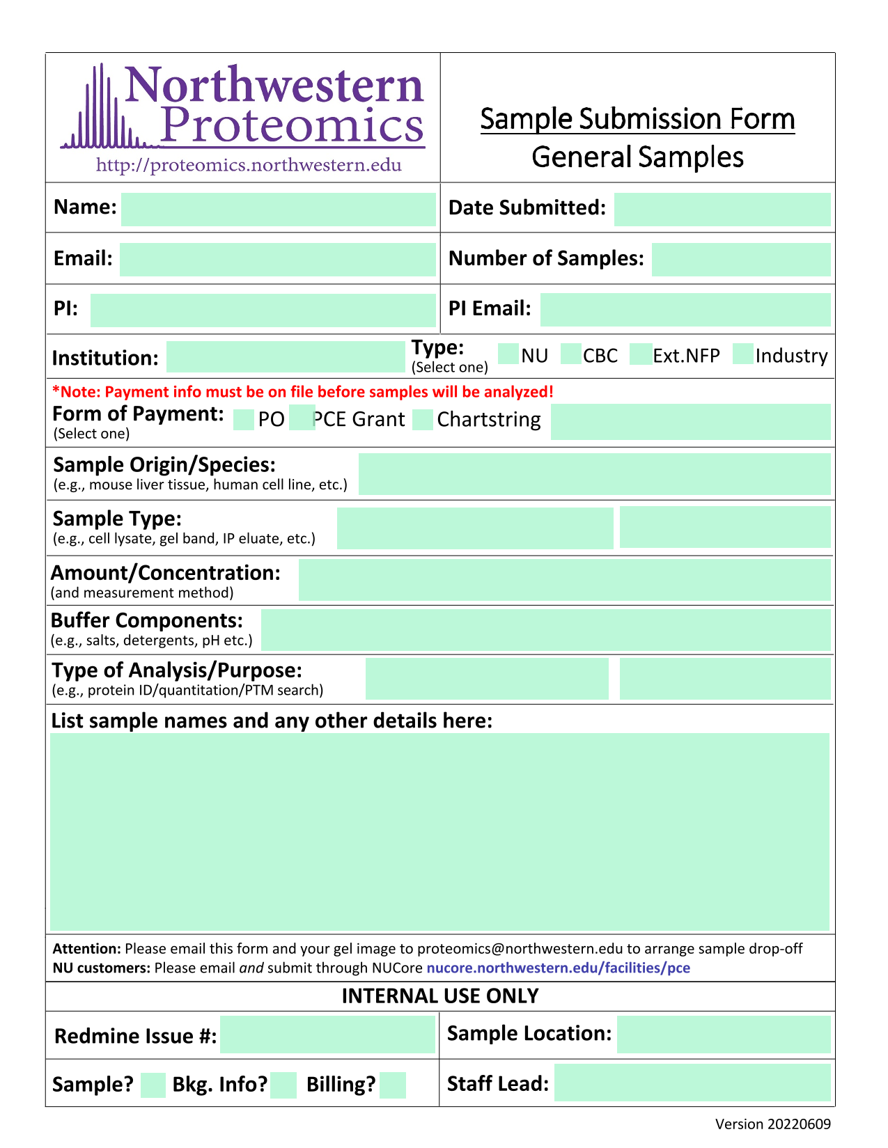 Sample Submission Form screenshot