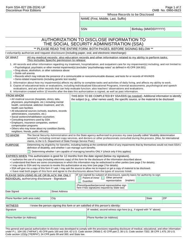 SSA 827 screenshot