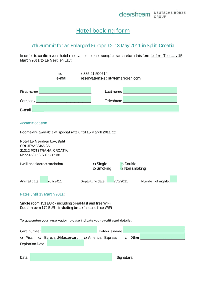 Hotel Booking Form screenshot