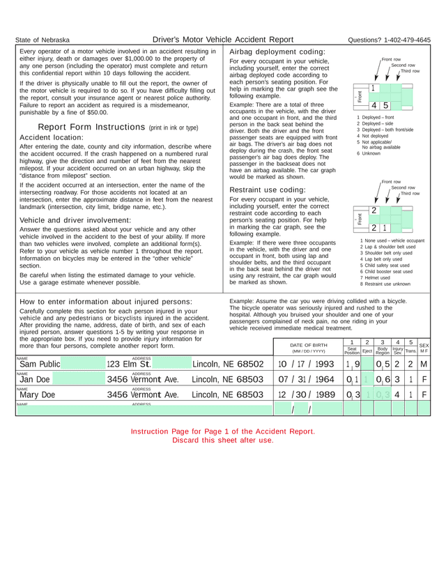 Motor Vehicle Accident Report Form screenshot