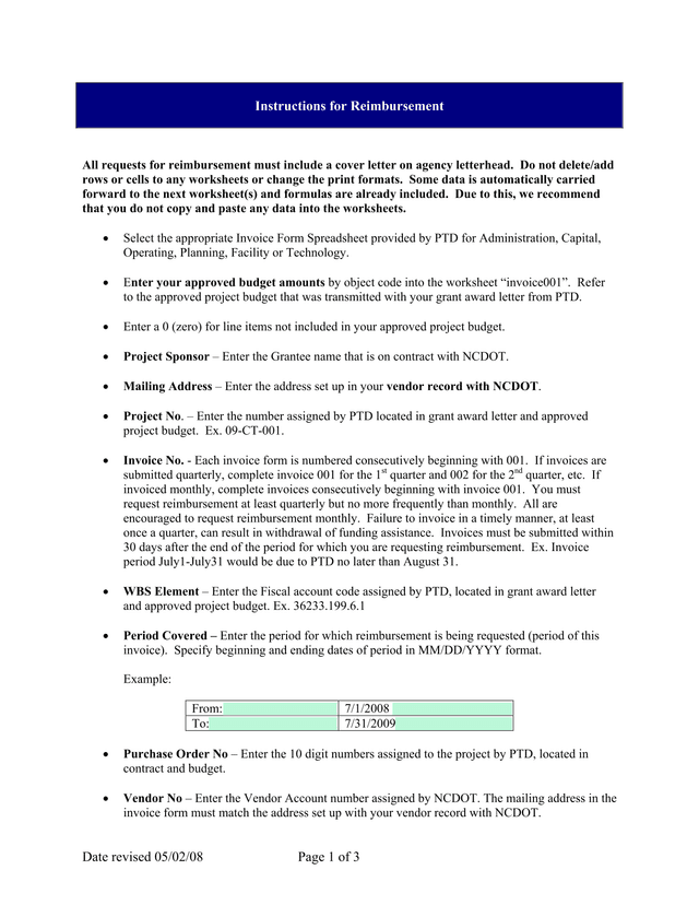 Instructions For Reimbursement screenshot