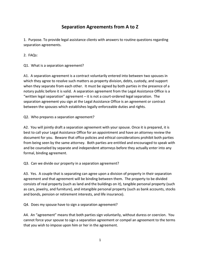 Separation Agreements From A To Z screenshot