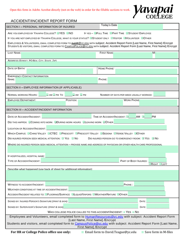 AccidentIncident Report Form screenshot