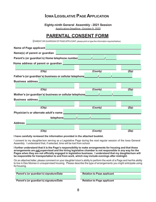 Iowa Legislative Page Application screenshot