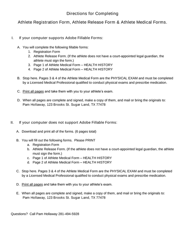 Athlete Registration Form, Athlete Release Form  Athlete Medical Forms screenshot