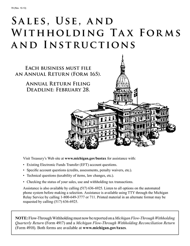 Sales, Use, And Withholding Tax Forms And Instructions screenshot