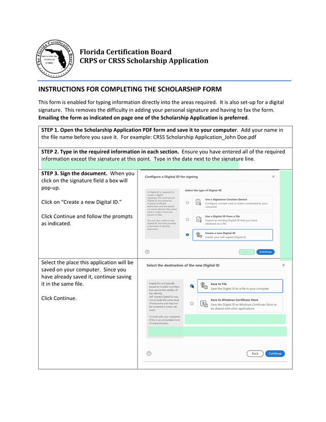 CRPS Or CRSS Scholarship Application screenshot