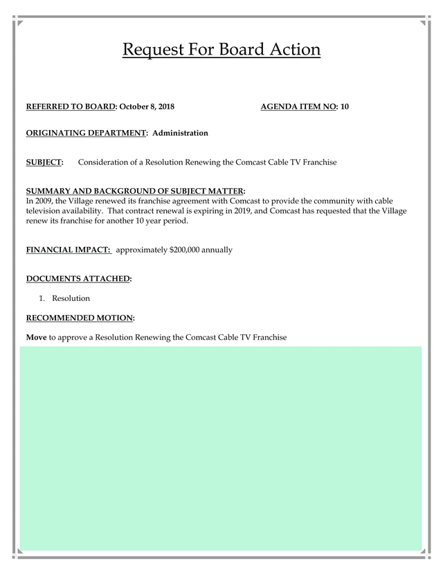Request For Board Action screenshot